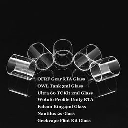 OFRF Gear OWL Tank Wotofo Profile Unity RTA Falcon King Nautilus 2s Geekvape Flint Kit Ultra 60 TC Pyrex Replacement Glass Tube