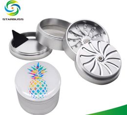 pipe New 53mm Aluminium Alloy Four-Layer Metal Smoke Grinder White Pineapple Turbine