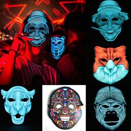 50 Pcs New LED Sound Reactive Mask Sound Activated Street Dance Rave EDM Glowing CosplayParty Mask (without battery)