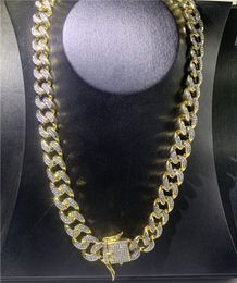 Men Hip Hop Cuban Chain,Auniquestyle Hip hop Men Necklace Chain Iced Out Miami Curb Cuban Gold-color Paved Clear Rhinestones Luxury Jewellery