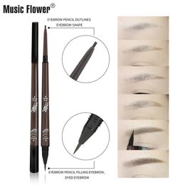 Music Flower Eyebrow Enhancer Matte Natural Double Head Eyebrow Pencil+Liquid Eyebrow Tint Waterpoof Long Lasting Makeup