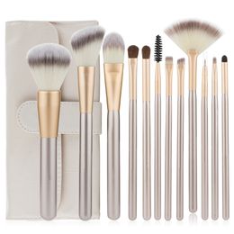 12pcs Professional Makeup Brushes Set Champagne Gold Blush Powder Foundation Make Up Brush Eyeshadow Brushes Cosmetics Beauty Tool