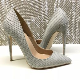 Sexy lady fashion women shoes Casual Designer grey snake pythonpointy toe stiletto stripper High heels Prom Evening pumps large size 44 12cm