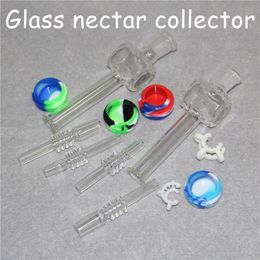 10mm 14mm Quartz Dab Straw Hookahs Tips For Nectar with 5ml silicone containers Glass Water Bongs Pipes Oil Rigs