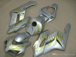 OEM quality Fairings for Honda CBR1000RR 2004 2005 silver yellow flames Injection Mould fairing kit CBR 1000 RR 04 05 AS11