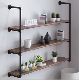 Iron water pipe shelf Storage Holders can be customized for industrial wind room decoration wall hanging one-word partition multi-storey