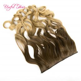 Ombre Colour clip in hair extensions brown blonde highlights 5 clip in synthetic straight hair 250gram synthetic braiding hair clips marley