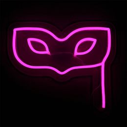 Halloween Day LED Mask Neon Sign Holiday Lighting Home Bar Public Places Handmade Neon Light 12 V Super Bright Cold Wall Decoration Pink Colour Women's Attire