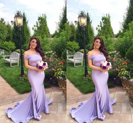 Purple Sexy Off Shoulder Mermaid Bridesmaid Dresses Cheap Long Sweep Train Wedding Party Formal Gowns Maid Of Honour Dress