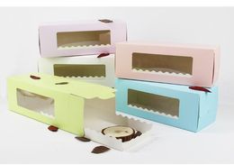 5 Colors Long Cardboard Paper Box for Cake Bakery Swiss Roll Cake Boxes Cookie Mooncake Packaging SN2447