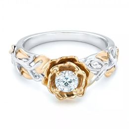 Austrian CZ Crystal Wedding Rings Accessory Inifite Love Delicate Rose Flower Ring Lady Jewellery flower crystal rings for bride