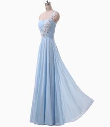 One Shoulder Chiffon Long Bridesmaid Dresses 2019 Bohemian With Ivory Applique Floor Length Wedding Guest Dresses Custom Made