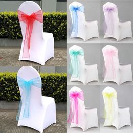 Organza Chair Sash Bow For Cover Banquet Wedding Party Event Chrismas Decoration Sheer Organza Fabric Chair Covers Sashes 18*275cm XD19884