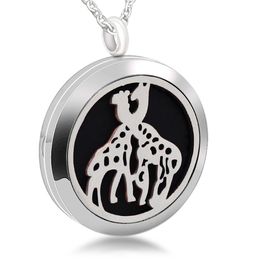 Stainless Steel Hollow Giraffe Box Accessories Aromatherapy Essential Oil Charm Pendant