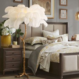 Northern Feather Gold Copper Brass Resin Floor Lamp Standing Lamps For Living Room indoor lighting
