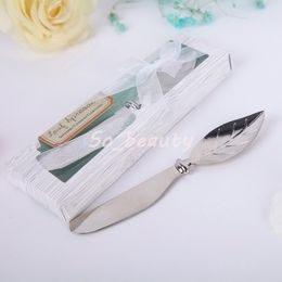 10pcs Chrome Leaf Butter Spreader with Gift box Wedding Favors Butter-Knife Christmas Home Party Gifts