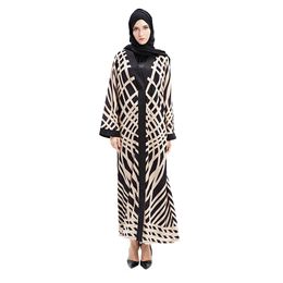2018 Hot Sale Women's Muslim Robes Arabian Turkish Muslim Cardigan Printed Dress With Real Pic