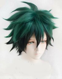 Wholesale free shipping >>> Details about My Hero Academia Izuku Midoriya Deku Short Green Black Mix Cosplay Hair Wig Hot