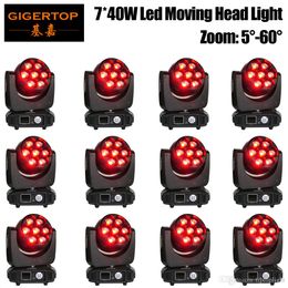 color stage beam moving head Canada - TIPTOP Stage Light 7 x 40W RGBW 4IN1 Color Led Moving Head Zoom Light No Lens Rotation Function Wash Beam 2in1 Effect Power Con x 12 units