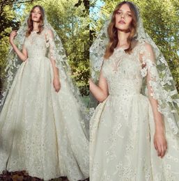 zuhair murad wedding dresses with overskirts jewel neck sleeveless lace bridal gowns luxury beaded plus size boho wedding dress custom