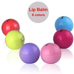 Cute Round Ball Lip Balm 3D 6 Colours Lipbalm Fruit Flavour Lip Smacker Natural Moisturising Lips Care Balm Lipstick free shipping