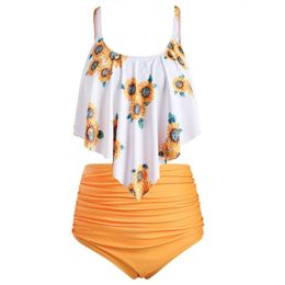 Women's Swimwear Two Pieces Bathing Suits Top Ruffled With High Waisted Bottom Bikini Set Tankini Women Swimsuit Plus Size Two-Piece Suit C3