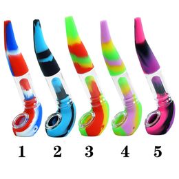 5 9 smoking pipe sherlock pipe glass pipe silicone hand pipes with glass bowl portable hookah unbreakable heat resistant