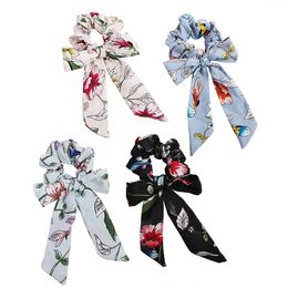 Haarschleifen Scrunchies Pferdeschwanzhalter Damen Haarbänder Zubehör Elastische Schleife Scrunchy Streamer Frühlingsblumen Haargummi Ring