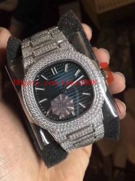 Luxury Best Wristwatches DM Factory 40.5mm Nautilus 5711/1A-001 Diamonds border Swiss CAL.9015 324SC Movement Automatic Mens Watch Watches