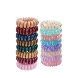 High Elasticity Telephone Coil Hairbands Women Spiral Hair Ties Girls Hair Rings Rope Solid Hair Accessories Gum Scrunchy