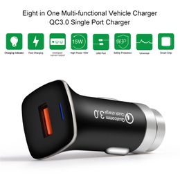 QC3.0 Cell Phone Car Chargers Metal USB Port Fast Chargers Multifunction Car Phone Charger Adapter For Android Samsung Smartphones
