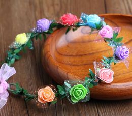 Summer bride beach wreath Women Girl Bohemia Handmade lady Flowers Crown Wedding Bridal Headdress Headband Hair Band Accessories