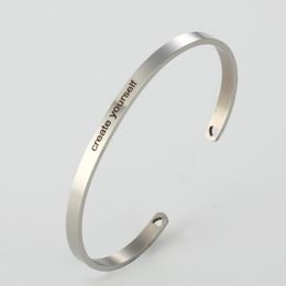 Personalised Stainless Steel Engraving for She Inspirational Cuff Bangle charm Bracelet for Girl Gift - create yourself