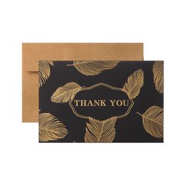 Creative Greeting Card Thank You Card with Envelope Feather Funeral Retro European Style Bronzing New Year Holiday