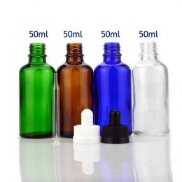 Black White Childproof Cap 50ml Essential Oil Dropper Bottles Empty 50ml Glass Container For Ejuice Eliquid 50 ml