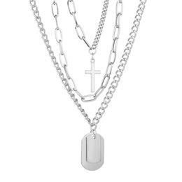 Multilayer Dog tag Cross necklace pendants women necklaces mens necklaces hip hop jewelry night club fashion 380213