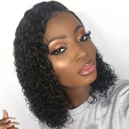 13x4 Curly Lace Front Bob Wig with Baby Hair 130% Natural Colour Brazilian Human Hair Wigs for Women