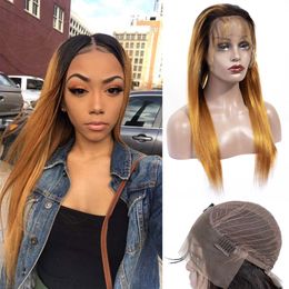 Peruvian Human Hair Straight 1B/30 Lace Front Wig 13X4 Virgin Hair Wholesale Ruyibeauty 1B 30 Ombre Wigs