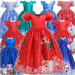 Long Maxi Princess Dress Party Fancy Dresses Girls Dresses Christmas Gown Big Kids Dress Retro Slim Cartoon Print Dresses Costume C6400