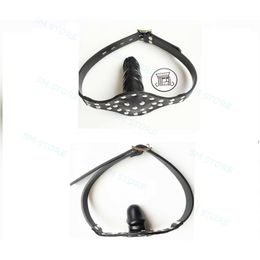 Bondage Rivet Studded Leather Strap Mouth Gag Oral Plug Lockable Buckled Toy A876