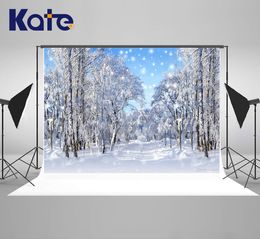 Kate Winter Photography Backdrops Frozen Snow Backgrounds for Photo Studio Tree Christmas Backdrops Shooting for Wedding
