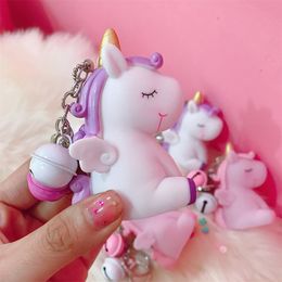 Portachiavi Unicorno Spremi e cacca Poop glitterato Mini portachiavi a forma di giocattolo unicorno