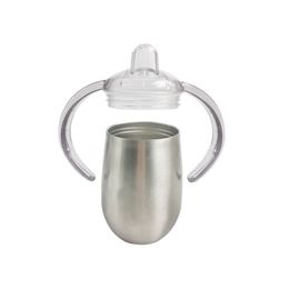 Customize color 14oz sippy cup straw cup baby cup stainless steel with leak proof lid nipple and removeble double handles