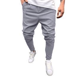 Pants Fashion Men's Casual Solid Loose Stripe Pocket Sweatpant Trousers Jogger Grey Blue Navy Casual Pant M-XXXL Drop