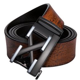 Hi-Tie Men's Belt 2019 New Popular Brown Belts for Men Male Quality Genuine Leather Belt Men X Man Cowboy Jeans