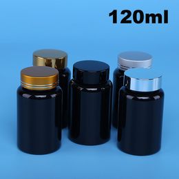 20pcs TOP 120ml PET Black Bottles, Solid Storage , Powder Plastic Bottles with 5 Colors Caps Self Sticky Seals