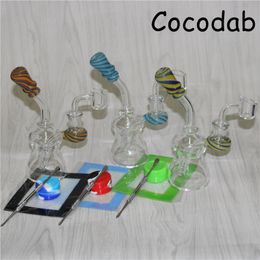 Mini Glass Bong Recycler Dab Rig 6.3inches Water Bong Glass Rigs 14mm Quartz banger Bowl Bong Bubbler Pipe Wax Oil Burner Pipe