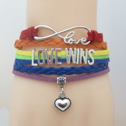 Infinity Love Wins Heart Charm Bracelet LGBT Pride Bracelet for women men Gift for LGBT Gay Pride Multilayer Wrap Bracelet