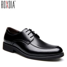 ROXDIA Genuine leather mens dress shoes formal business work male flats men's oxford shoes RXM063 size 39-44