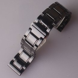 Black Polished Ceramic Watch bands strap bracelet 20mm 21mm 22mm 23mm 24mm for Wristwatch mens lady accessories quick release pin 254H